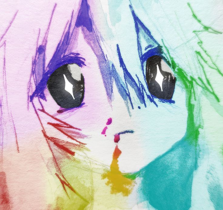 Soft rainbow watercolor portrait