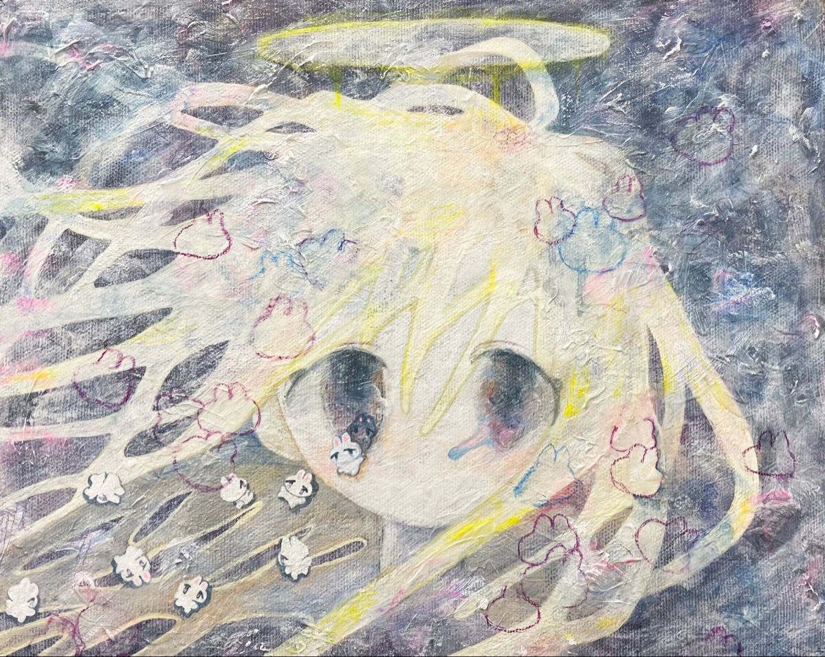Pale angelic portrait in pastel texture